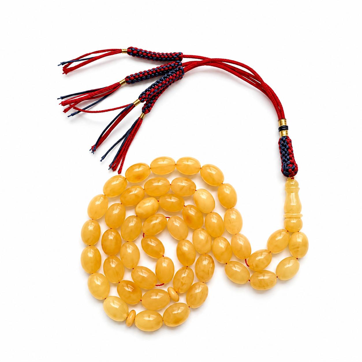 Natural Baltic Amber Misbah 26g 47Beads 9X12mm