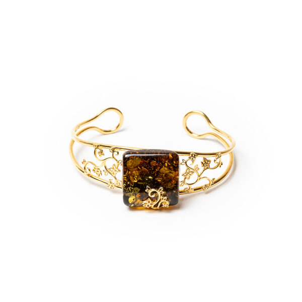 027A5270.jpg Gold Plated Adjustable Bracelet with Amber Stone