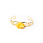 Gold Plated Adjustable Bracelet with Amber Stone