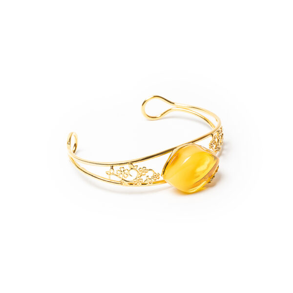 027A5277.jpg Gold Plated Adjustable Bracelet with Amber Stone