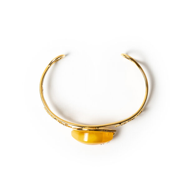 027A5307.jpg Gold Plated Adjustable Bracelet with Amber Stone