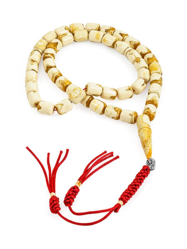 Ivory Pressed Amber Misbah 30g 45Beads 10X8mm