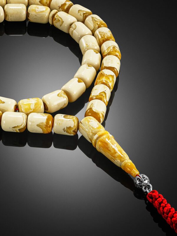 Ivory Pressed Amber Misbah 30g 45Beads 10X8mm