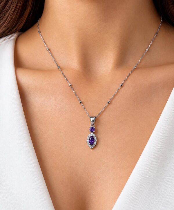 AME2 Natural Amethyst Pendant Necklace