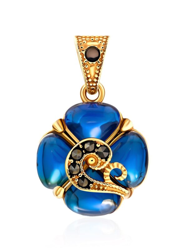 Blue Amber with Marcasites Pendant