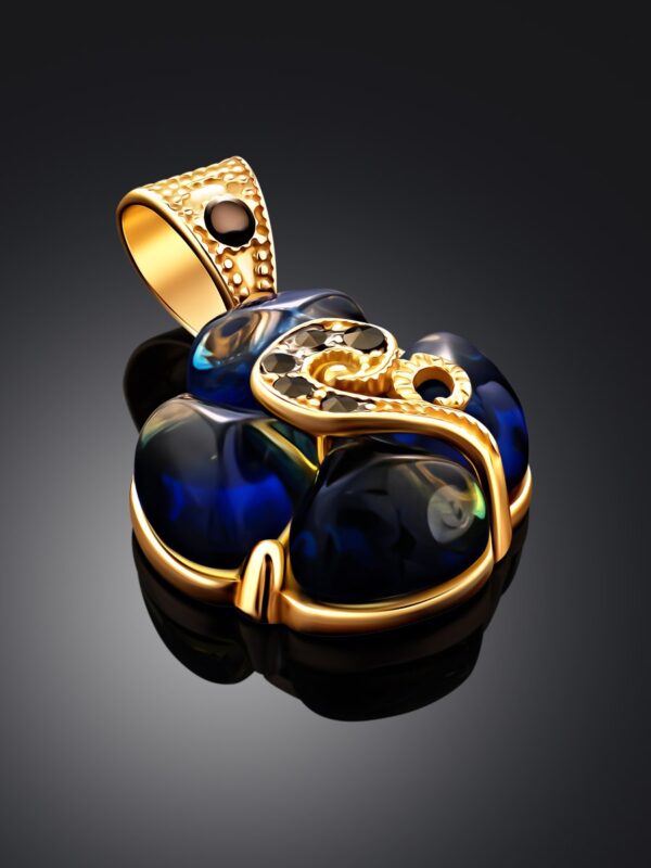 Blue Amber with Marcasites Pendant