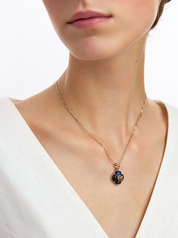 Blue Amber with Marcasites Pendant
