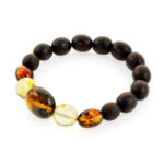 Natural Amber & Wood Bracelet
