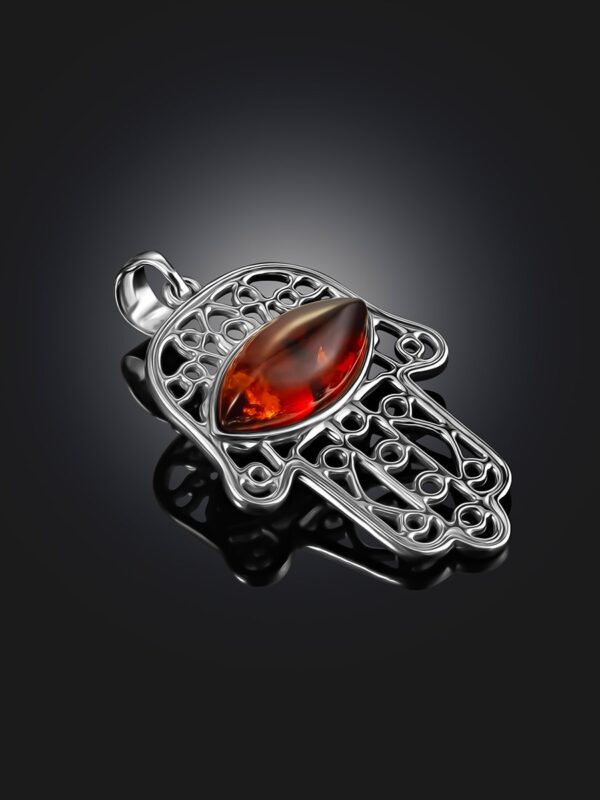 EYE-P2.jpg Openwork Pendant Natural Cherry Amber