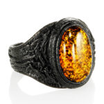 Leather & Amber Statement Ring