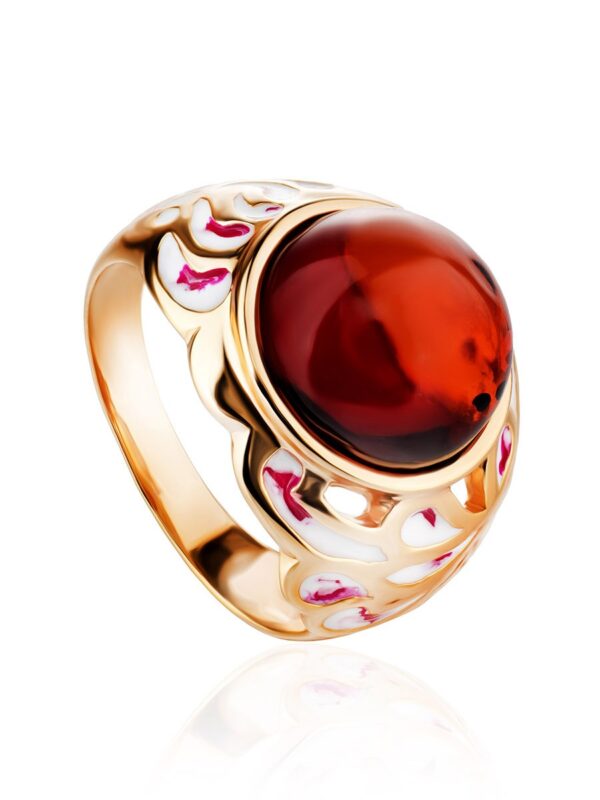 Amber Enamel Glow Ring