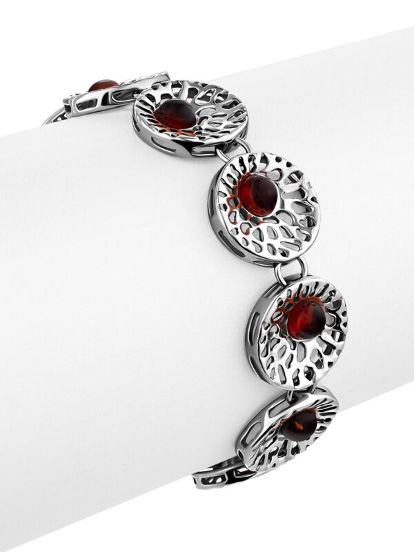 Openwork-bracelet-with-cherry-amber-inserts-3.jpeg Cherry Amber Bracelet