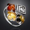 SILVER3.jpg "Vernissage" Ring with Amber in three colors.