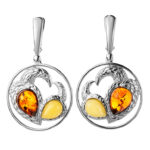 Dual Tone Amber Earrings