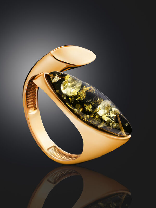 Green Amber Harmony Ring