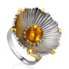 Volumetric-ring-made-of-silver-with-gilding-2.jpg Amber Bloom Ring