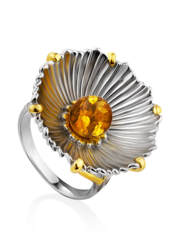 Volumetric-ring-made-of-silver-with-gilding-2.jpg Amber Bloom Ring