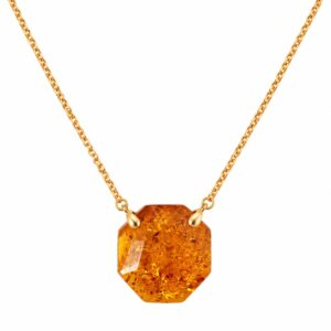 Golden Amber Octagon Necklace