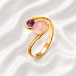 Blush Quartz & Amethyst Ring