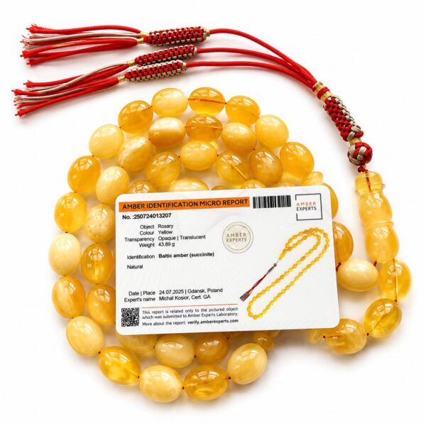 cer.jpeg Natural Baltic Amber Misbah 43g 55 Beads 10X12mm