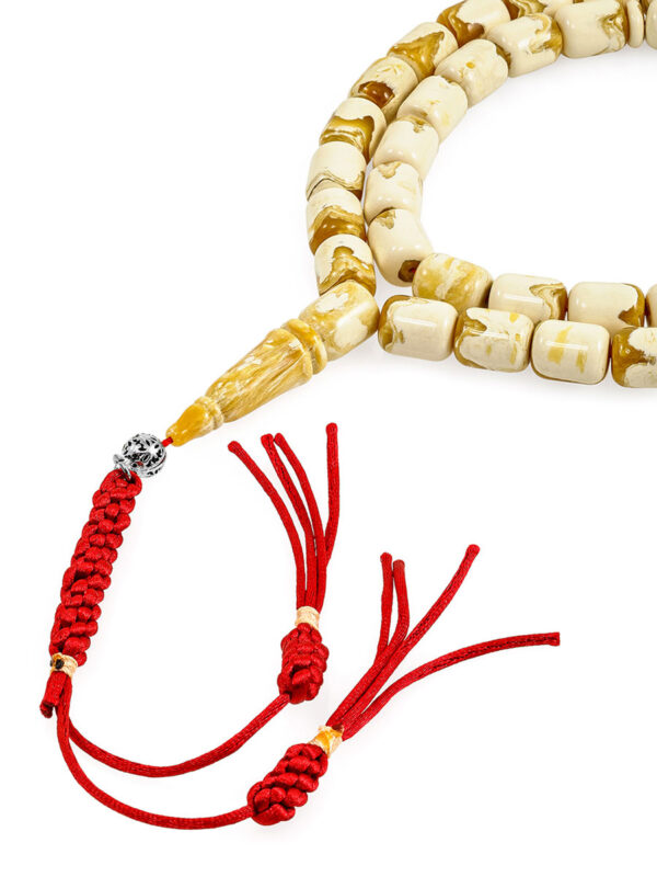 Ivory Pressed Amber Misbah 30g 45Beads 10X8mm