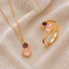 Blush Quartz & Amethyst Ring