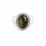 Golden Green Amber Ring