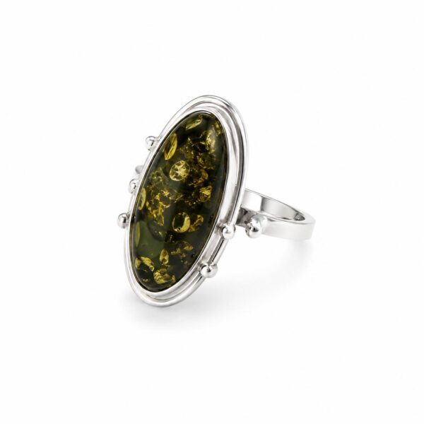Emerald Glow Amber Ring