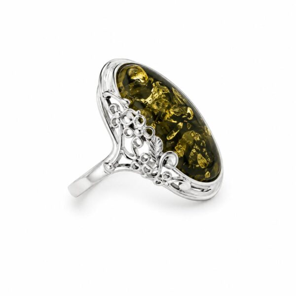Emerald Glow Amber Ring