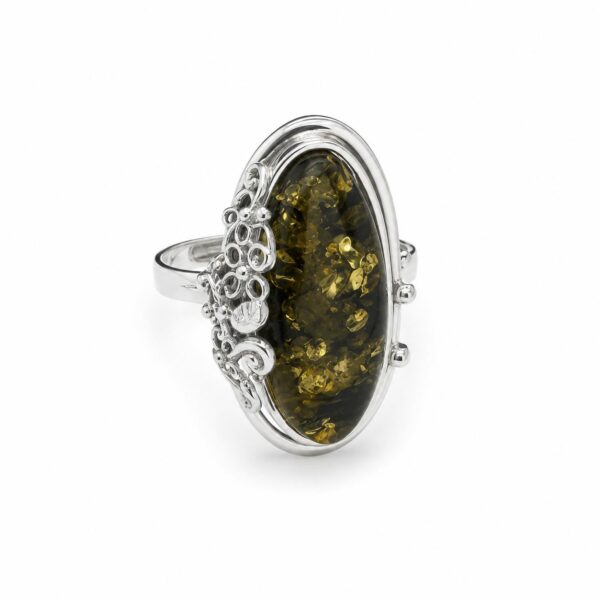 Emerald Glow Amber Ring