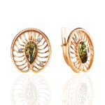 Green Natural Amber Earrings