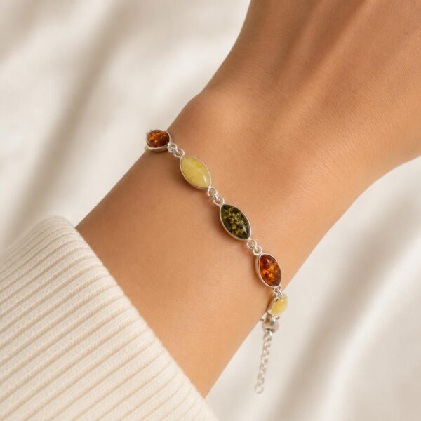 mix5.jpeg Multicolor Baltic Amber Silver Bracelet
