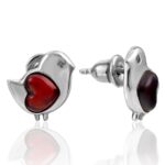 Cherry Amber Bird Earrings