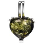Green Amber Heart Pendant